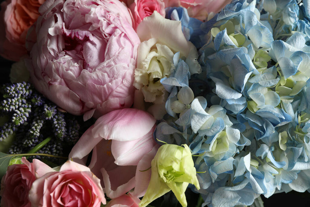 Beautiful bouquet of fresh flowers as background, closeup - Фото, зображення