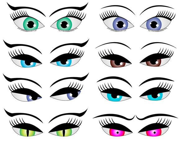Vrouwelijke cartoon ogen - Vector, afbeelding