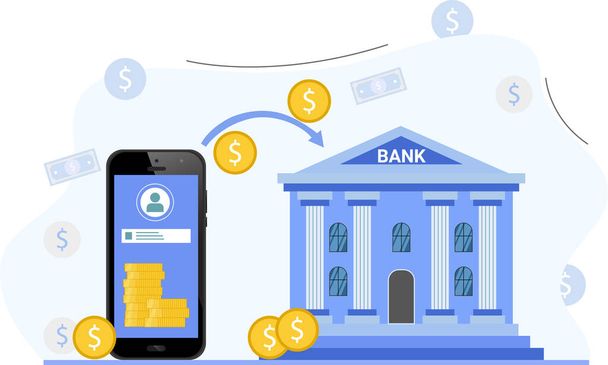 Add Money To Bank Vector Illustration - Vettoriali, immagini