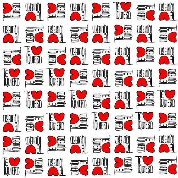 Spanish "te quiero" love sketchy style typographic design motif pattern - Fotó, kép
