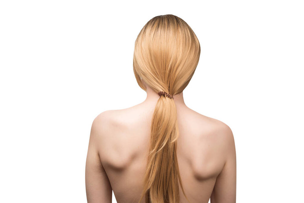 Woman backside, beautiful woman with ombre hair isolated on a white background.  - Photo, Image