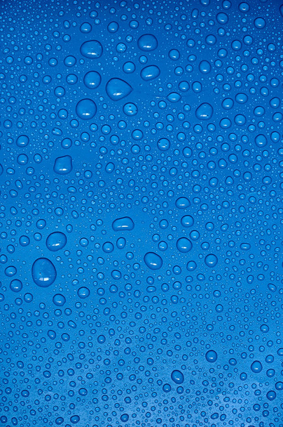 Wassertropfen auf blauem Hintergrund. - Foto, Bild