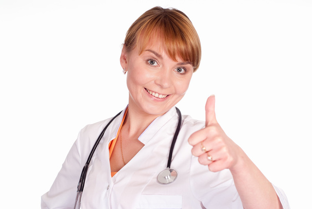 Smiling doctor stands - Фото, изображение