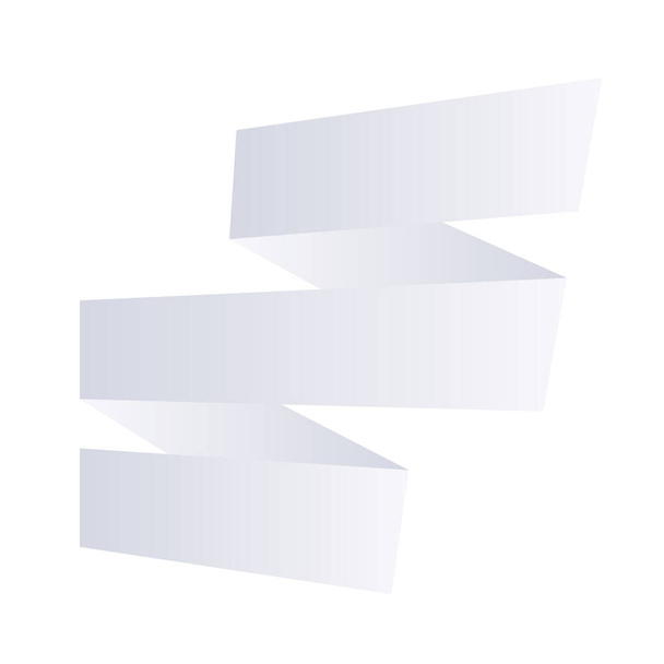 White blank folded ribbon banner. Solid vector illustration. - Vector, Image