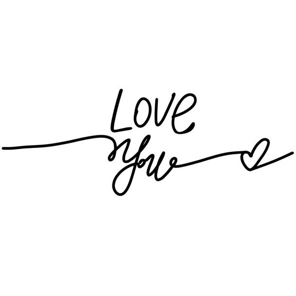 Continuous one line drawing of love typography lettering script font typographic lineart design. Minimalism concept of romantic card, banner, and poster sign and symbol. Vector illustration - Vektör, Görsel