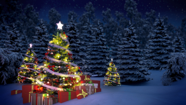 Weihnachtsbäume und Geschenkboxen - Foto, Bild