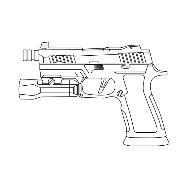 Handgun P320 Glock Outline Icon Illustration on White Background - Vector, Image