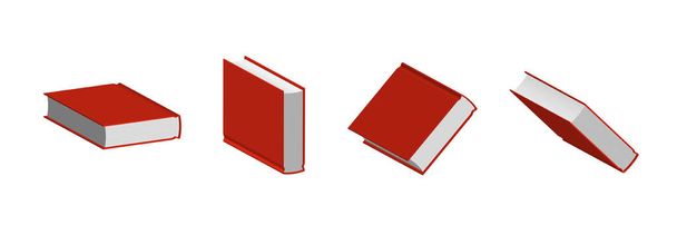 Set of closed red books in different positions for bookstore - Vektor, kép