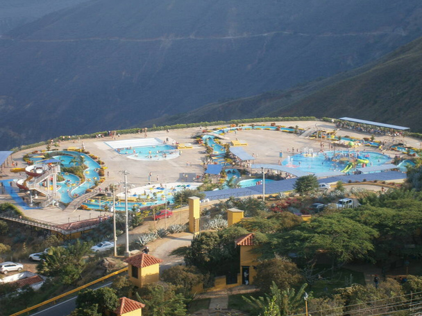 beautiful landscape of pools in the village in the morning. - Foto, imagen