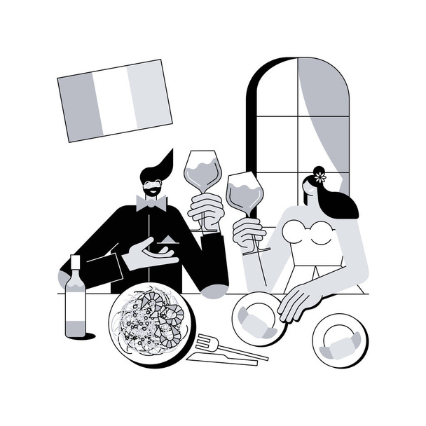 French cuisine abstract concept vector illustration. Classic european cuisine, fine dining restaurant, french gastronomy, cooking school tradition, chef menu, gourmet food abstract metaphor. - Vector, imagen