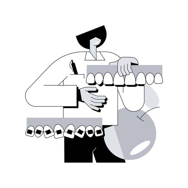Orthodontie services abstraits concept vectoriel illustration. Clinique d'orthodontie département, dentisterie familiale, appareil dentaire, hygiène bucco-dentaire, centre dentaire, stomatologie service métaphore abstraite. - Vecteur, image