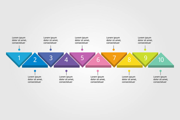 triangle graph chart template for infographic for presentation for 10 element - Vector, imagen