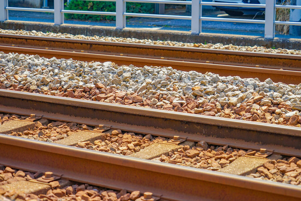 Image of track rails. Shooting Location: Ota -ku, Tokyo - Φωτογραφία, εικόνα