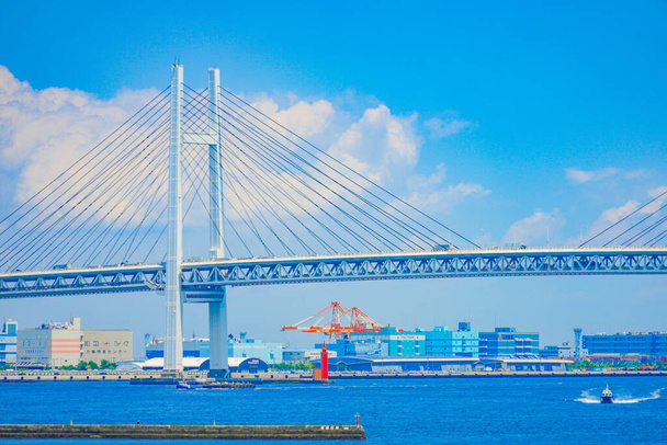 Yokohama Bay Bridge and Natsuka. Shooting Location: Yokohama-city kanagawa prefecture - Foto, Imagem