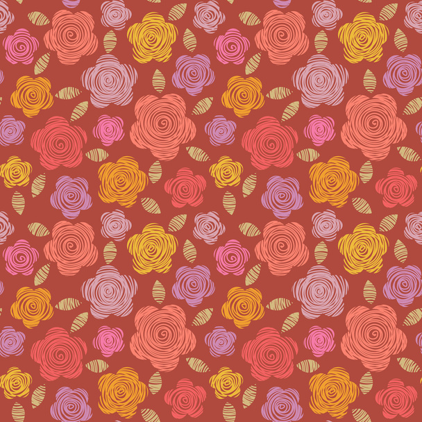 Seamless pattern with doodles flowers - Vector, Image
