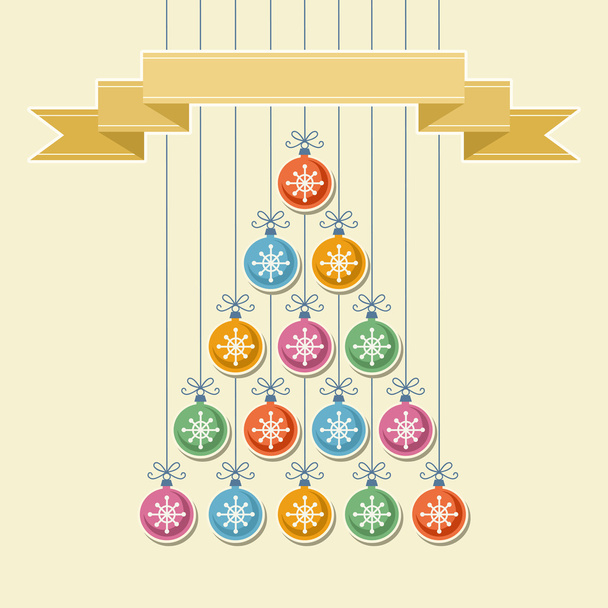 Árvore de Natal original com banner
 - Vetor, Imagem