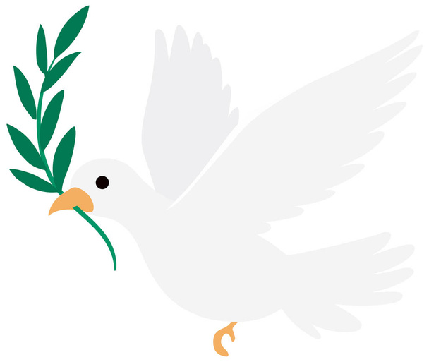 White dove carrying leaf illustration - Vector, Imagen