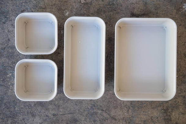 Plastic trays of different size for sundries. Top view - Foto, Imagen