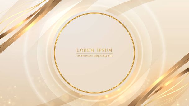 Luxury background with gold circle frame element and golden lines, glitter light effect - ベクター画像