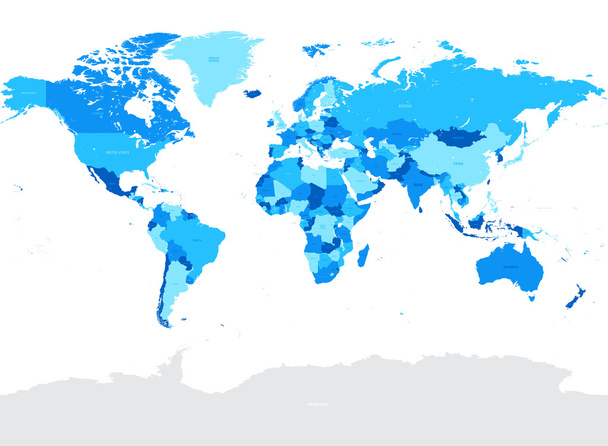 Hi Detail Blue Vector Political World Map illustration - Vector, Image