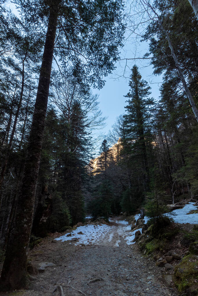path in ordesa partially snowed in winter - Foto, Imagem