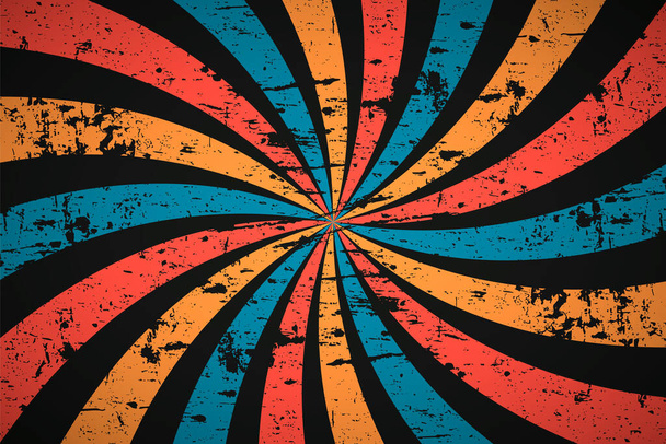 Groovy hippie 70s backgrounds with waves swirl twirl pattern - Vector, imagen