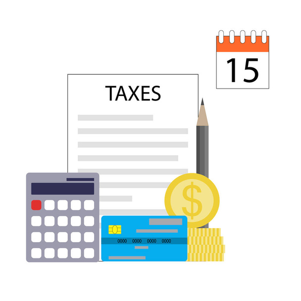 Calculate taxes and annual date payment for business. Necessary payment tax for income, vector illustration of taxation deadline monthly - Vektor, obrázek