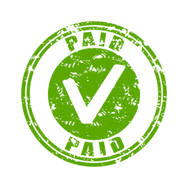 Paid approved rubber stamp and check payment. Vector of rubber stamp to check financial documents, report and invoice illustration - Διάνυσμα, εικόνα