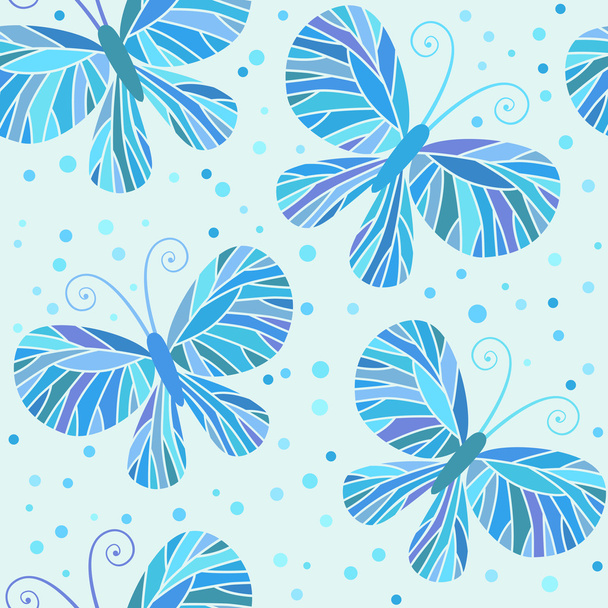 Seamless pattern with blue butterflies - Vecteur, image