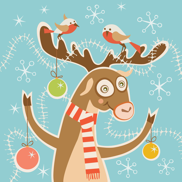 Deer with christmas decoration - Vector, Image