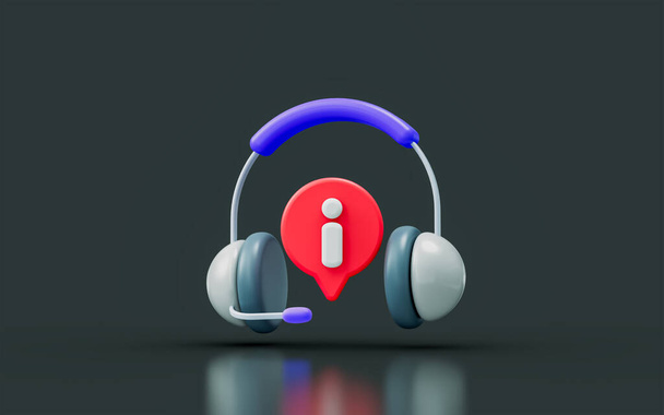 customer support sing with exclamation on dark background 3d render concept for helping service - Foto, Imagem