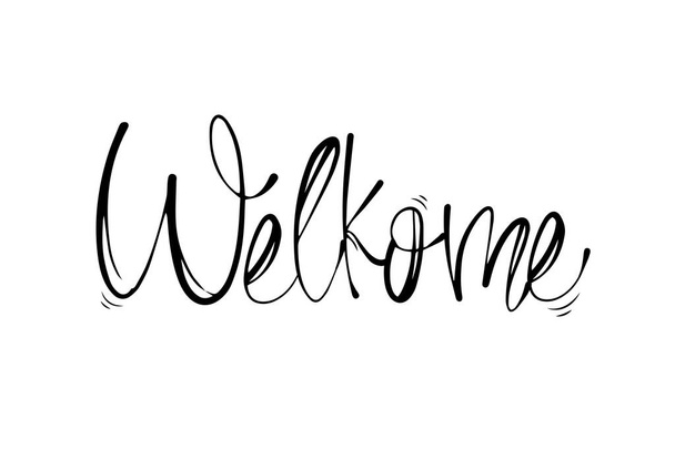 Handwritten welcome greeting card for your design. Vector Illustration - Vektör, Görsel