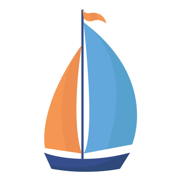 An illustration of a cute sail boat. Cartoon style yacht. Isolated on white. - Vektor, obrázek