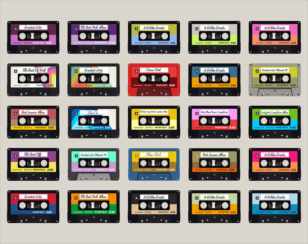 Retro Old colorful  audio cassettes seamless background  - ベクター画像