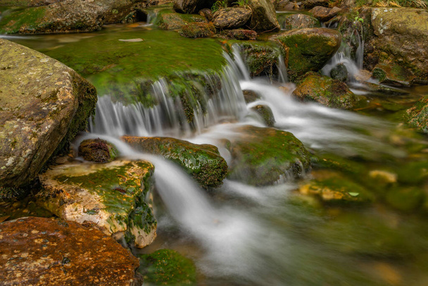 Plomnica Creek u města Karpacz na jaře brzy čerstvé ráno - Fotografie, Obrázek