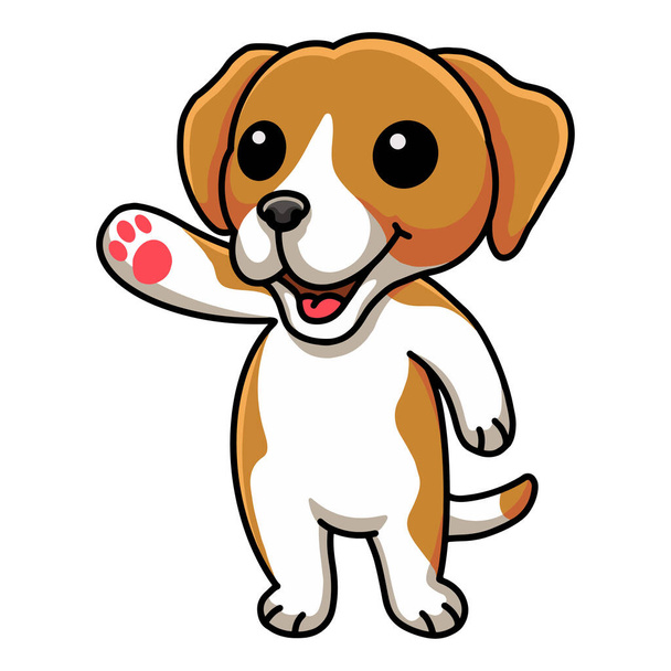 Vector illustration of Cute little beagle dog cartoon waving hand - Vector, Imagen