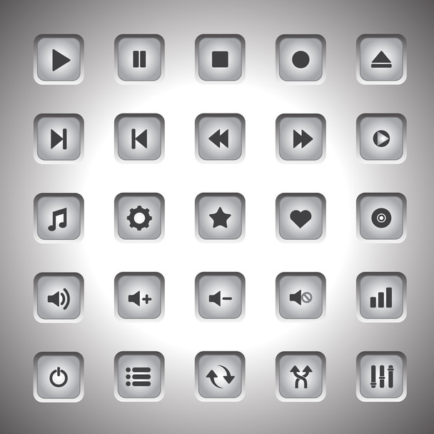 Media player buttons collection vector design elements - Wektor, obraz