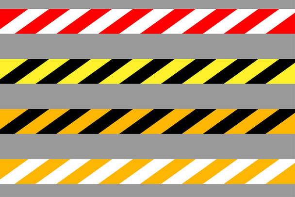 Warning tape. Black and yellow striped line. Vector illustration. Stock image. EPS 10. - ベクター画像