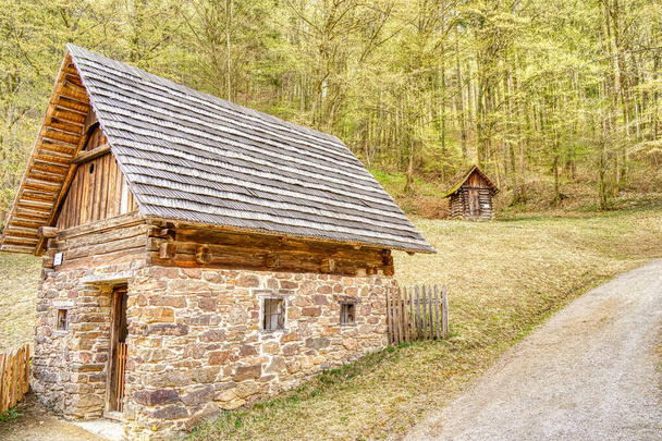 Graz, Austria - April 2022 : Traditional Austrian wooden dwelling - Fotó, kép