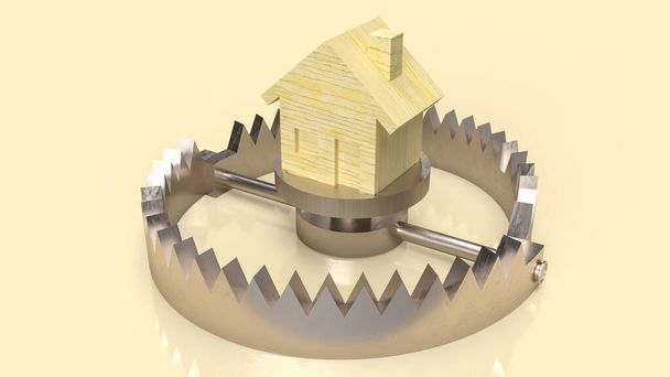 home wood on bear trap for property or construction  concept 3d rendering - Foto, Bild