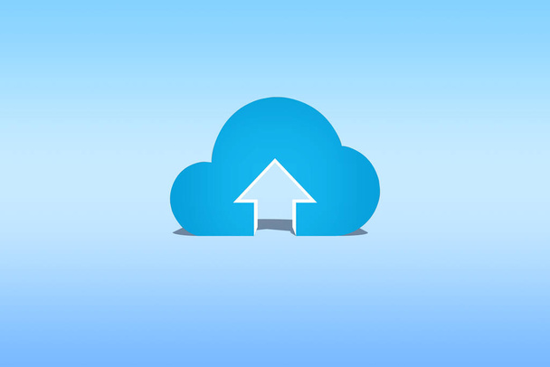 cloud or uploading icon over blue background  - Photo, Image