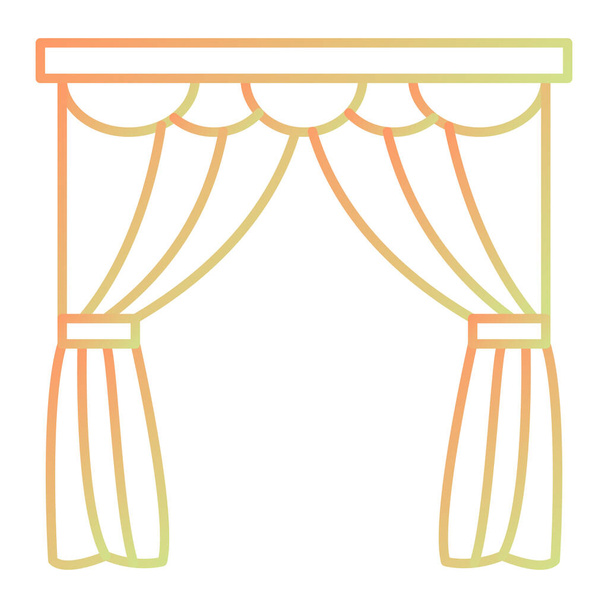 window curtains icon in cartoon style isolated vector illustration - Vector, Imagen