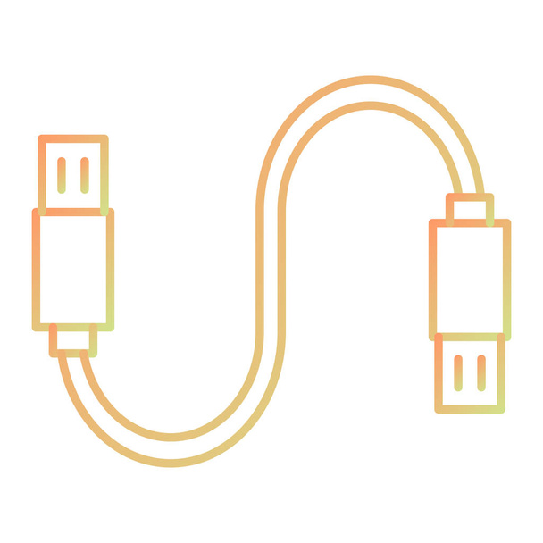 USBケーブルアイコンベクトル。細い線のサインだ。孤立した輪郭記号図 - ベクター画像