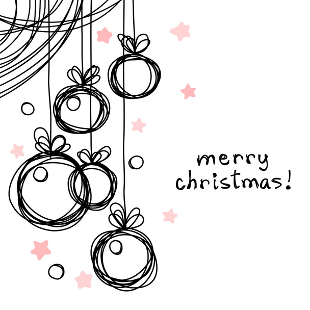 Christmas doodle balls background - Vector, Image