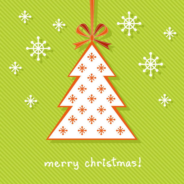 Tag χριστουγεννιάτικο δέντρο με κορδέλα - Διάνυσμα, εικόνα