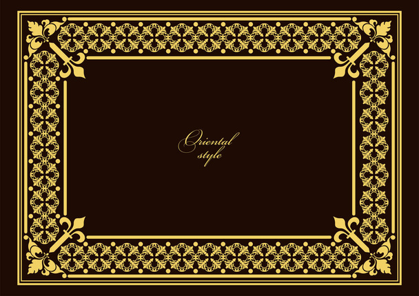 Gold ornament on dark background. Can be used as invitation card - Vector, Image