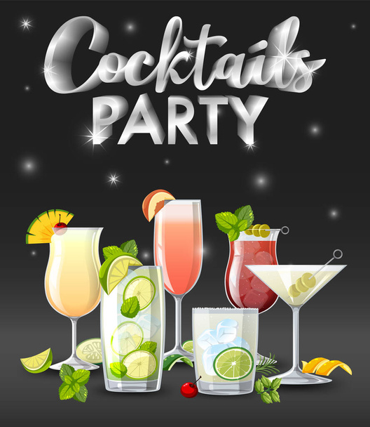 Cocktails Party Sparkling Background illustration - Vector, Image