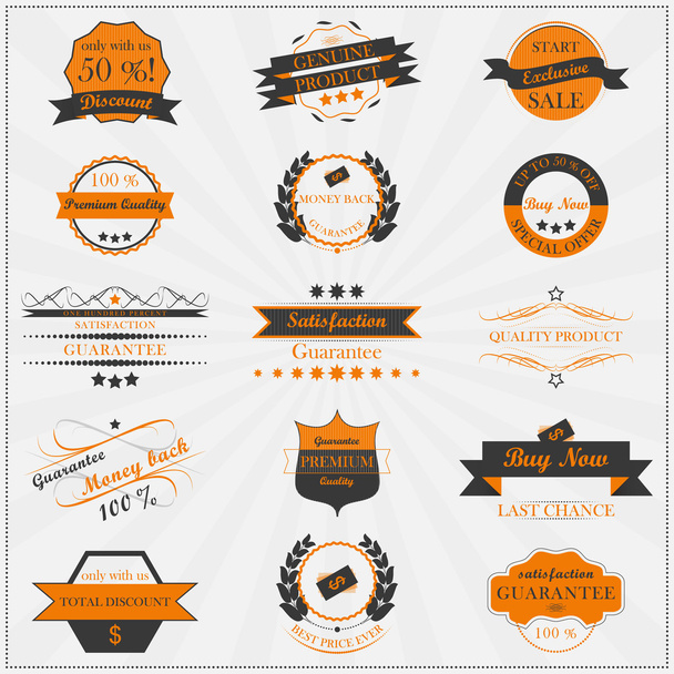 Collection of vintage sales labels and badges - Vector, imagen