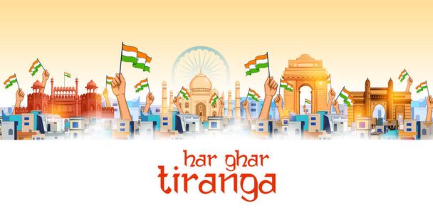 απεικόνιση της αφηρημένης λάβαρο τρίχρωμη με την ινδική σημαία για την 15η Αυγούστου Ευτυχισμένη Ημέρα Ανεξαρτησίας της Ινδίας - Διάνυσμα, εικόνα