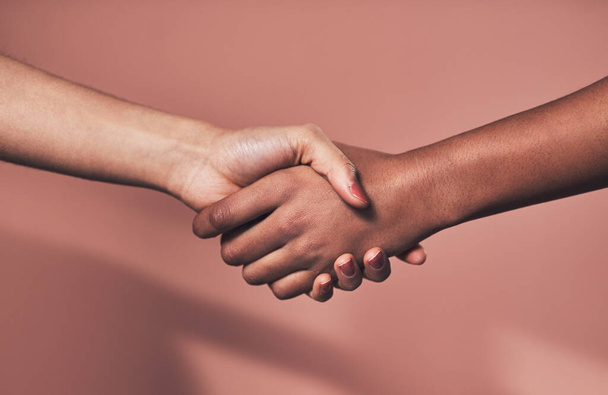 Together we can take on the world. two unrecognizable women shaking hands - Zdjęcie, obraz